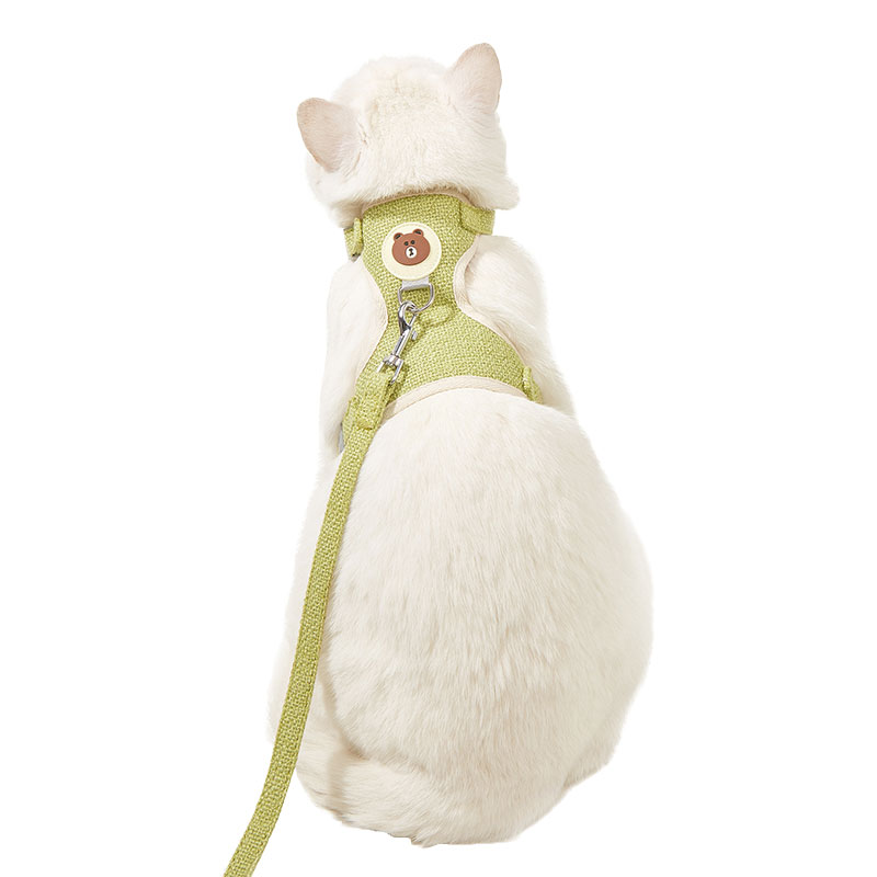 Comfortable Small Pet Collar Rabbit Dog Cat Dutch Pig Clothes Chest Vest Style Cartoon Bear Harness Leash Set