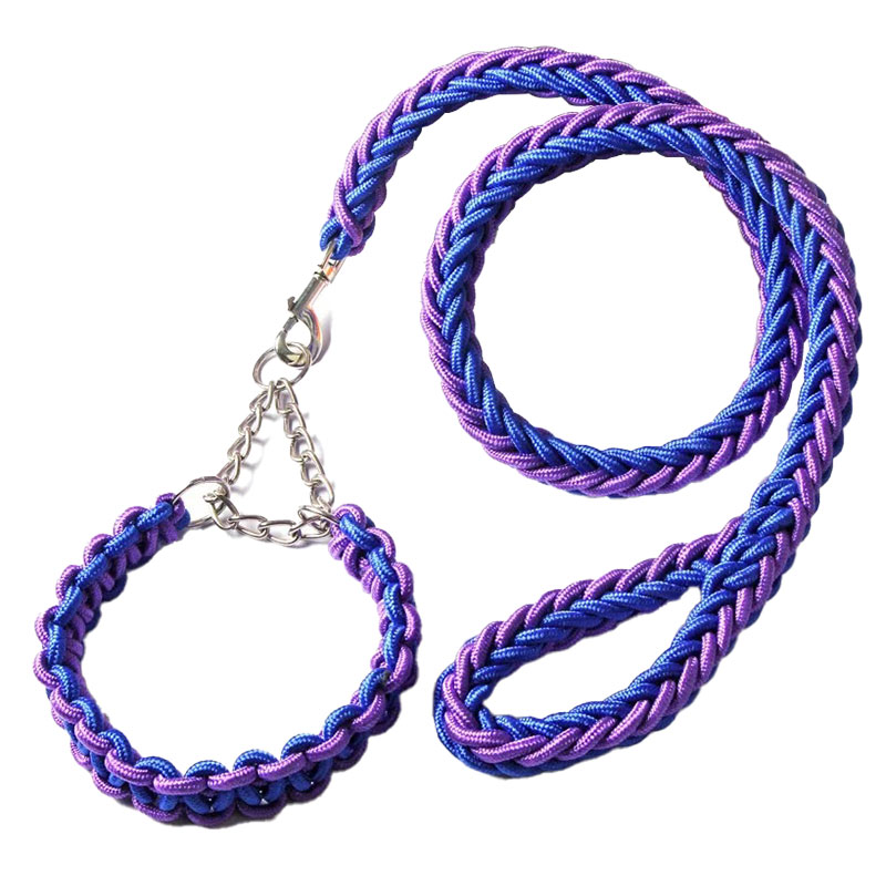 Factory Low Price Nice Quality Braided Dog Collar Durable Pet Leash Collar For Outdoor Dog Walking