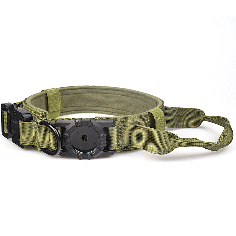 Dog Collar with AirTag Locator Cover Pet Tactical Collar Nylon for Medium and Large Dog Neck