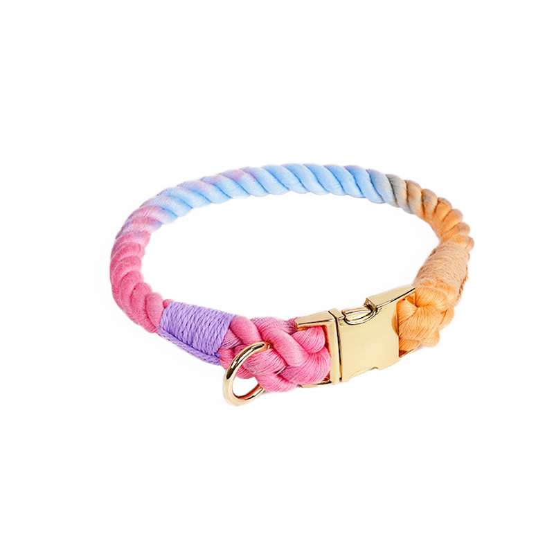 Hot Sale Braided Gradient Color Cotton Collar Comfortable Soft Pet Collar for Medium and Large Dogs